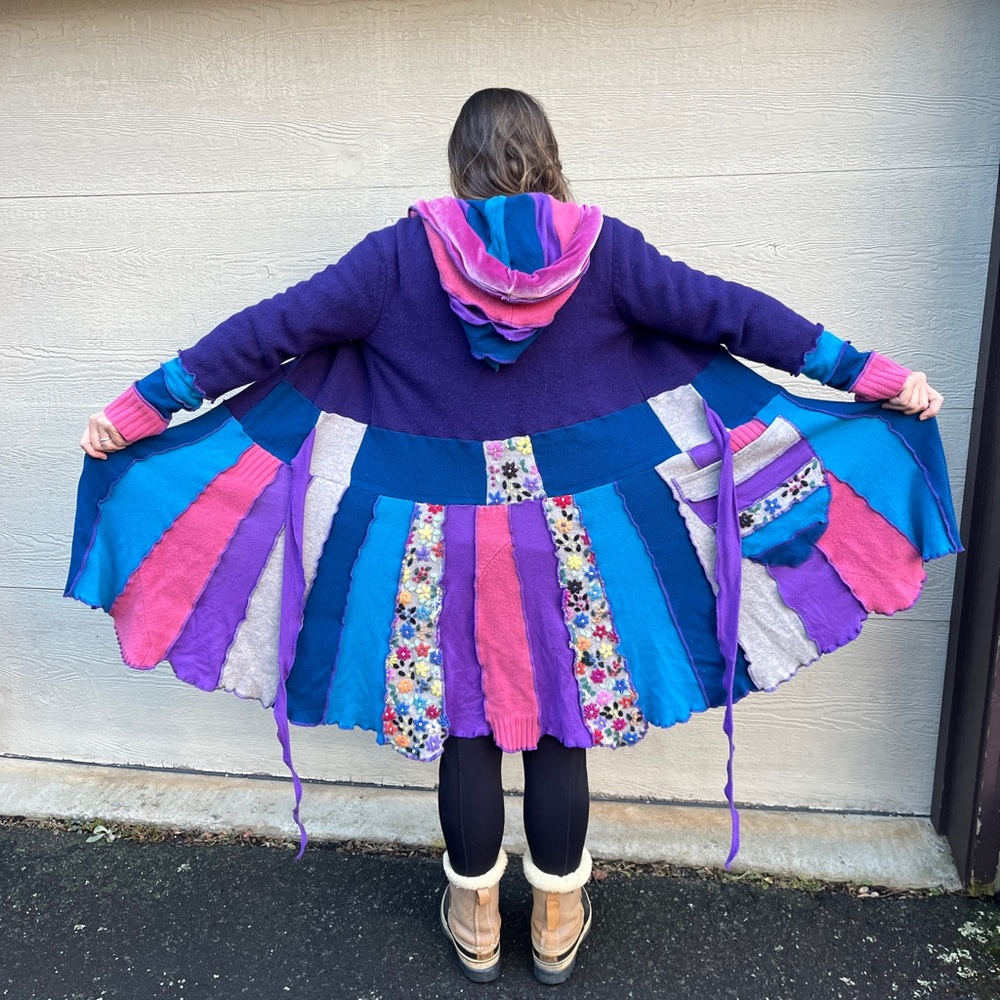 Handmade Patchwork Katwise inspired wool hoodie Coat